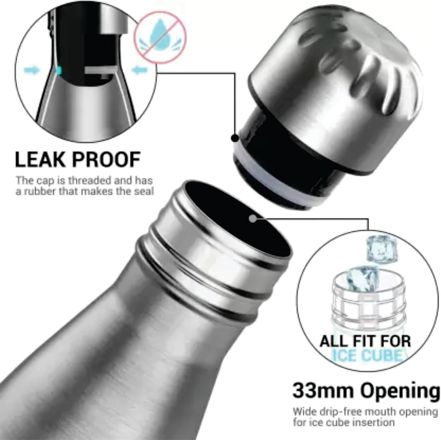 Stainless Steel Water Bottle (1000 ml, Silver) - Image 6